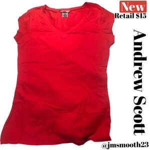 ➕🆕 ANDREW SCOTT V NECK BRIGHT RED TOP SIZE 1X